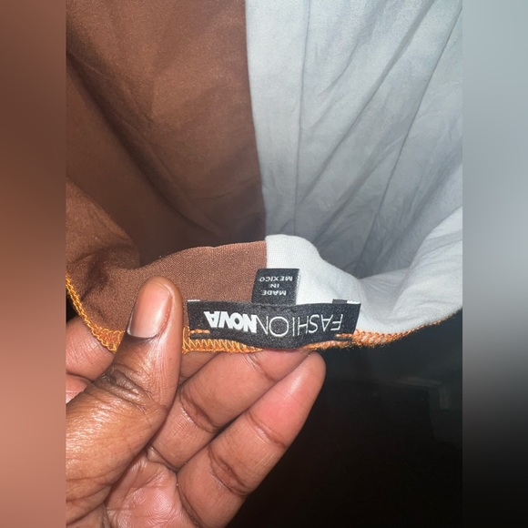 Fashion Nova Stitch one shoulder  Dress Tie Die Brown/Combo - Picture 4 of 8